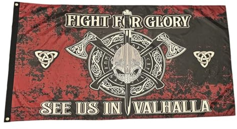 Fahne Flagge Fight for Glory - See us in Valhalla - Wikinger - 90 x 150 cm
