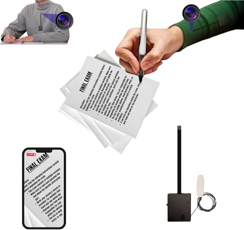 PingaOculto WLAN-Kamera 4K Integrierte Batterie kompatibel mit Kopfhörer | Kopfhörer nicht enthalten, WLAN-Sicherheitskamera, 4K-Video, Manueller Fokus, Live-Ansicht per App, 2 Std Laufzeit