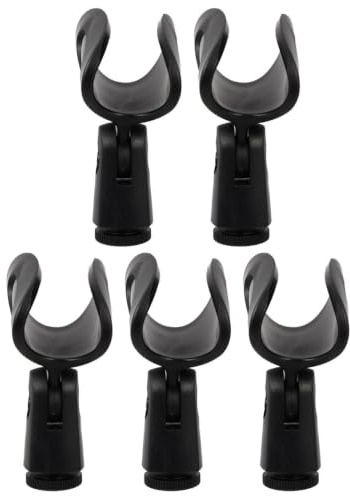 Universal Plastic Microphone Clip Holder, Adjustable Angle, Black | Fits Most Microphones, Easy Installation, for Studio Sessions and Live Performance, Mic Stand Accessory