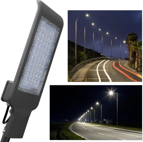 Faro led 100W stradale armatura lampione palo parete luce industriale esterno impermeabile IP65, 9000 Lumen, Ideale per Illuminare Campi da Padel, Parcheggio, Viale, Cortile, Parco, Strada, Percorso