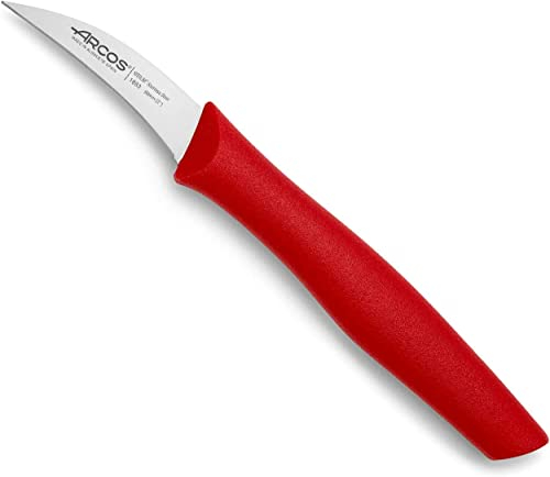 Arcos Cuchillo Pelador Acero Inoxidable. Cuchillo Cocina Profesional para Cortar, Pelar y Limpiar Alimentos. Mango Ergonómico Polipropileno y Hoja 60 mm. Serie Nova. Color Rojo.
