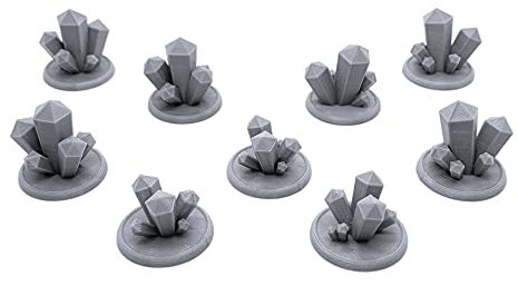 EnderToys Crystal Clusters, Terrain Scenery for Tabletop 28mm Miniatures Wargame, 3D Printed and Paintable