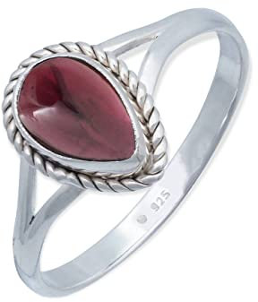 Ring 925 Silber Granat roter Stein Edelstein echt Silber Damen Sterling Silber Geschenk (MRG-113-02-(54))