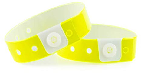 iboo - 100 Bracelets Plastique Vinyle Jaune Fluo pour Évènements Festivals – Idéal pour la sécurité - 25 x 1,6 cm