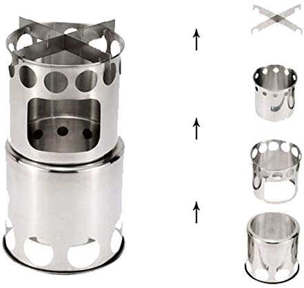 Rengzun Kocher Holzofen Campingkocher Portable Edelstahl Holz Kocher für Backpacking Wandern Camping Survival Im Freien