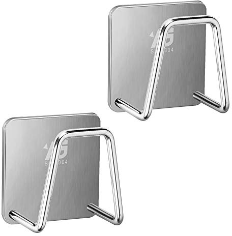 CaKoo Lot de 2 Porte-éponges pour évier de Cuisine, Bonne Performance de Ventilation pour Garder l'éponge sèche. (Argent, Acier Inoxydable)