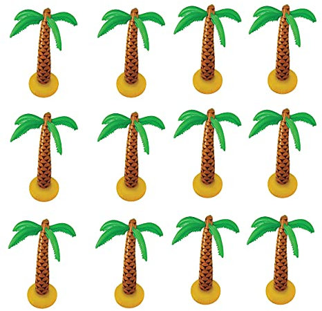 SHATCHI 12Pcs Inflatable Palm Tree 6Ft – Giant Pool Float, Hawaiian Party Decor, Sunshade Beach, Garden Décor, Perfect Props for Summer Luau, BBQs, Lake and Beach Trips