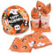 Hemoton, Set di stoviglie monouso di carta per Halloween, 24 pezzi, per feste di Halloween, con 24 piatti di carta, 48 tovaglioli e 24 bicchieri