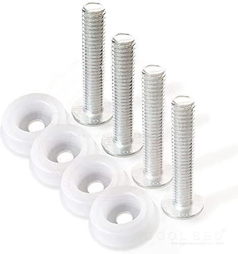 HEADBOARD BOLTS M8 SCREWS PAIR WITH PLASTIC WASHERS FOR DIVAN BED (4 x BOLTS WASHER)