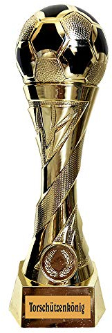 Larius Group Fußball Pokal mit Wunschgravur Extra Groß (250mm, 460gr.) - Trophäe Ehrenpreis Goldener Schuh Ball - Torschützenkönig (Text: Torschützenkönig)