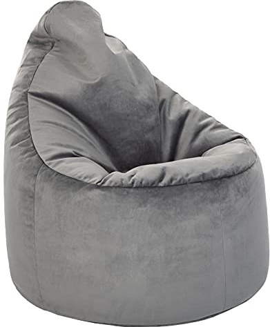 Loft 25 Capriccio Velvet Sitzsack Stuhl | Premium Samt Sitzsack für den Innenbereich für Haus und Wohnzimmer | Ergonomisches Design zur Körperunterstützung (Sitzsack, Slate)