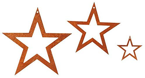 itsisa Christbaumschmuck Rost Stern Silhoutte zum Hängen (3er Set), Baumschmuck, Weihnachtsdeko