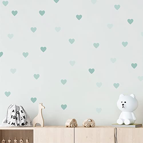 Klebekerlchen® | Wandtattoo für das Kinderzimmer, Wandsticker mit Herzen, selbstklebend - Grüne Herzen (Set mit 36 Motiven)