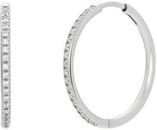 NOELANI Creolen 925 Sterling Silber Damen Ohrschmuck, mit Zirkonia synth., 2,4 cm, Silber, Kommt in Schmuck Geschenk Box, 2031994