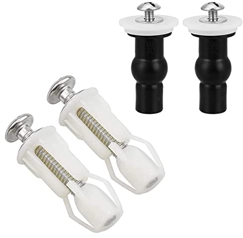 Universal Toilet Lid Seat Replacement Parts Kit - Toilet Seat Hinges, Bolts, Expanding Rubber Top Nuts, Screws (2 Kinds)