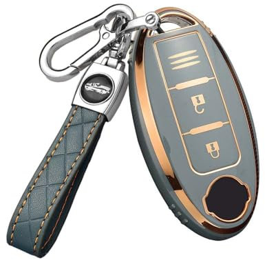 HIBEYO Coque de clé de Voiture Intelligente pour Nissan Qashqai Juke X-Trail Micra Murano Infiniti Télécommande sans clé B (Gris Bleu)