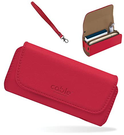 CABLE TECHNOLOGIES Custodia in Eco-Pelle di Alta Qualità compatibile con IQOS ILUMA / 3 DUO/ 3, Astuccio in Pelle PU, ecopelle, Organizer, Cover/Borsello Sigaretta Elettronica,Accessori (Rossa)