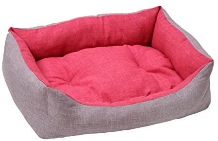 Baroni Home rektangulär Hundebett Hundekissen Hundekörbchen mit Wendekissen, 60x70 cm (M) - grau un Bordeaux rot