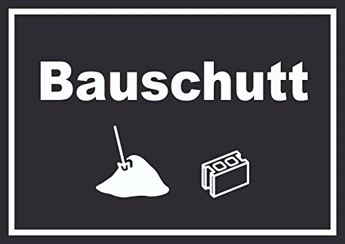 HB-Druck Bauschutt Mülltrennung Schild Text Symbol Ziegel Baustein waagerecht A0 (841x1189mm)