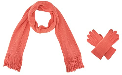 BRUCERIVER Damen Ultraweich Schal & Handschuh Set | Gestrickter, Touchscreen Funktion, Cable Design