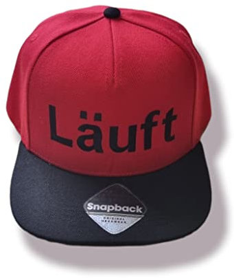 Mützenfritze Hochwertig bestickte rote Snapback Cap Läuft, auffällig, witzig, JGA