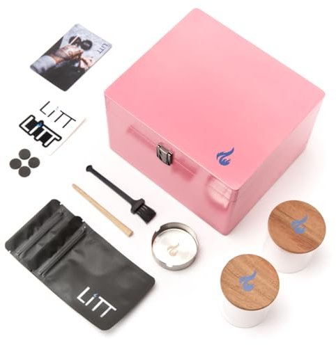 LITT Grande e portatile - Scatola per rotoli di carta igienica in legno con vassoio integrato, accessorio per rollare con coperchio, scomparti per accessori per rollare, organizer da tavolo compatto