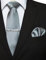 JEMYGINS Seide Krawatte Krawatten und Einstecktuch mit krawattenklammer Set für Herren Seidenkrawatten Hochzeit Schlips,Silber