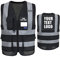 6XL 7XL 8XL schwarze warnweste Personalisierte bedruckbare Warnweste aufdruck mit Text oder mehrfarbigem Logo und Mehreren Taschen, Warnschutz Arbeitsweste Sicherheitsweste mit bedruckbare