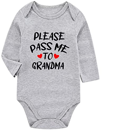 Azzwnee Please Pass Me To My Grandma Baby Boy Clothes Unisex Funny Baby Bodysuit 0-3 months (graylong,3-6M)