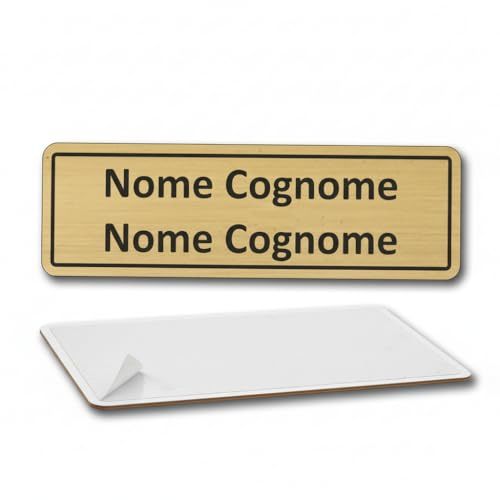 Targhetta Ottone Posta Personalizzata | Targa Cassette Postali Adesiva – Targa per Posta Casa/Ufficio – Montaggio Facile, Alta Durabilità Esterno Interno (Ottone Satinato 1mm, Misura 70x20mm)