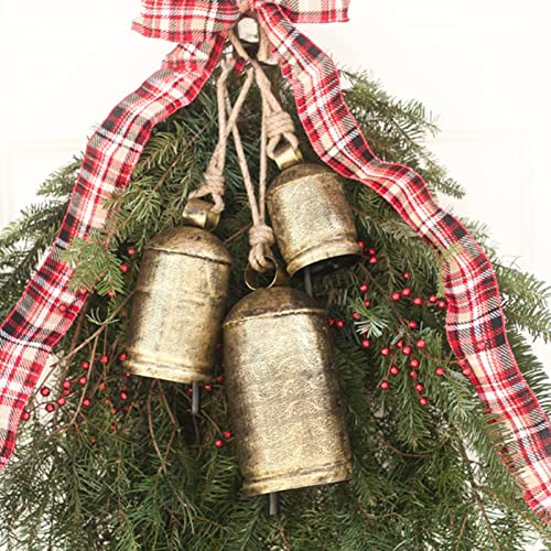 Frdun Rustikale Metall-Weihnachtsglocken, Metall, Weihnachten, Vintage-Glocke, hängende Glocken, Windspiele für Party, Weihnachten, Hochzeit (Typ A, Gold)