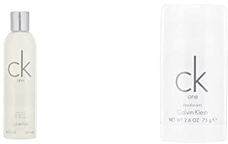 CALVIN KLEIN ck one Shower Gel, Duschgel mit aromatisch-zitrischem Unisex-Duft 250ml & ck one Deodorant Stick, Deostift mit zitrischem Unisex-Duft, schützt vor Transpiration und Geruch, 75ml