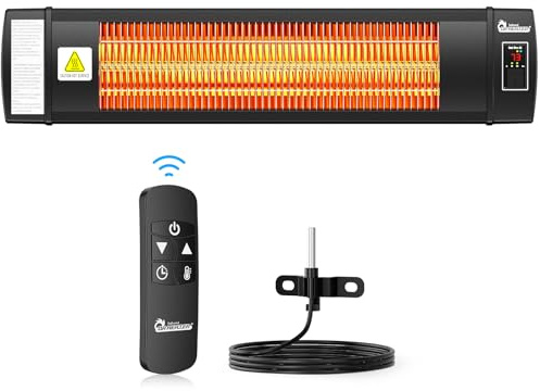 DR. INFRARED HEATER Portable Infrared Indoor and Outdoor Space Heater for Patio, Garage, Commercial & Residential With Remote Control, With Thermostat, Black