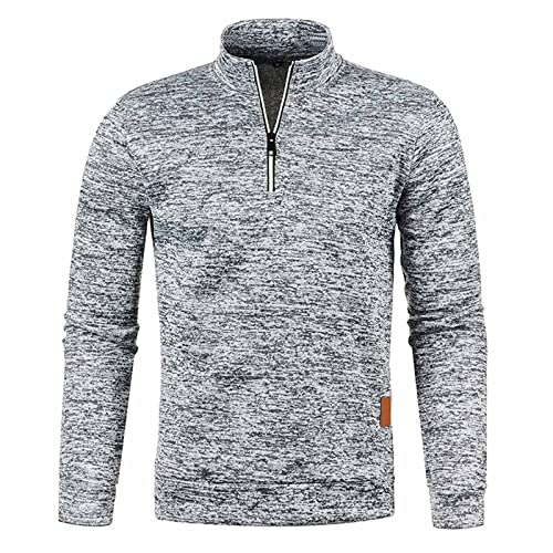 HAOLEI Mens V Neck Jumper Clearance 1/4 Zip Fleece Lined Pullover Regular Fit Autumn Winter Velvet Sweatshirt Sweat Tops UK Size 10-20