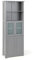 COSTWAY Armario Alto de Baño con 4 Puertas, Armario de Baño de Suelo con Estantes Ajustables y Puerta de Vidrio Esmerilado, Organizador Multifuncional para Cocina, Salon, Baño (Gris, 4 Puertas)
