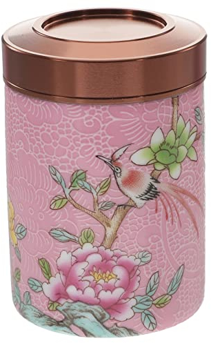 Cabilock Ceramic Tea Container With Lid - Painted Porcelain Food Canister for Tea Bags and Loose Leaf Storage - Lidded Tea Storage Jar