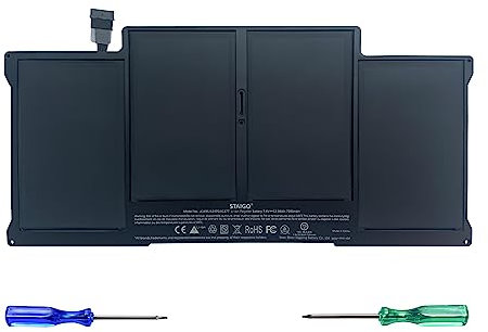 STAIGO A1405/A1496/A1377 replacement laptop battery Compatible with Fitting Air 13 Inch (A1466,Mid-2011/2012/2013,Early-2014/2015)(A1369,Late-2010)[Li-Polymer 7.4V 7200mAh/53.28Wh]