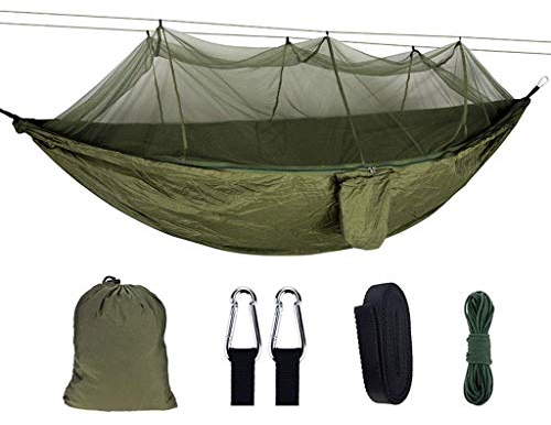 Recreation Outdoor-Hängematte, Schaukelbett mit Moskitonetz und Aufhängegurten, ultraleichte Fallschirm-Hängematte, tragbare Hängesessel, Liege zum Wandern, Rucksackreisen, Geschenke für Wanderer