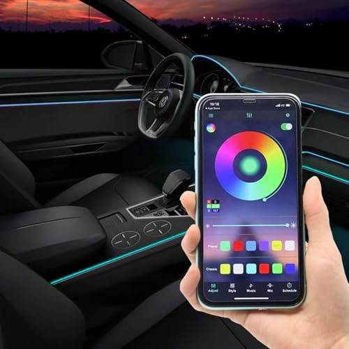 AutoStyle 10-teilige mehrfarbige LED-Innenraumbeleuchtung | mit App-Steuerung & 8-Meter-Lichtwellenleiter