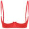 FEESHOW Women Sexy 1/4 Cup Bra Push Up Bralette Underwire Satin Bra Open Breast Brassiere Underwear Red L
