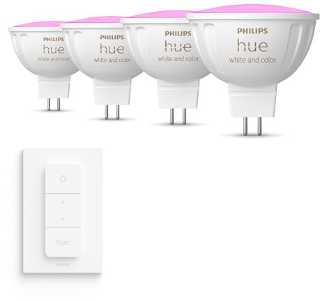 Philips Hue - GU5.3-4x MR16-Spots - Weiß/Farbe licht | 12V - Inkl. Hue Dimmer Switch - Hue White and Color Ambiance