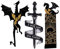 Fourth Wing Merch | Drachen-Lesezeichen | Coole Lesezeichen | Schwarze und goldene Drachen mit Sonne und Wolken Lesezeichen | Schwert Lesezeichen | Vintage Gothic Dragon Buchmarker für Jungen Mädchen