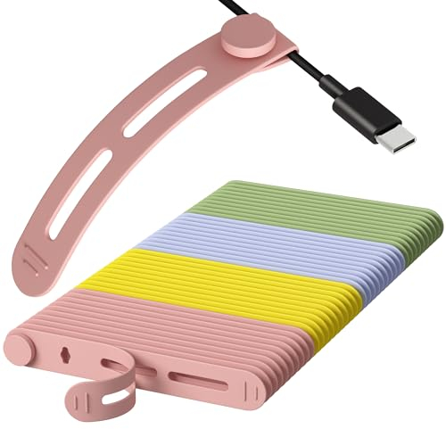 Nearockle 40Pcs Silikon Wiederverschließbar Kabelbinder, Wiederverwendbare Kabel Organizer Klein Kabelmanagement für Ladekabel Kopfhörer Computer Draht, Reisezubehör(Mehrfarbig)