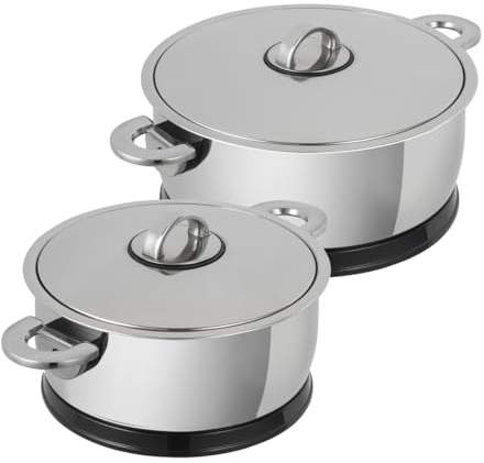 Kuhn Rikon DUROTHERM® PRO Kochgeschirr Set 2.0 L,18 cm + 3.0 L, 22 cm, Edelstahl, doppelwandig, Kochtopf kann auch als Thermobehälter verwendet werden
