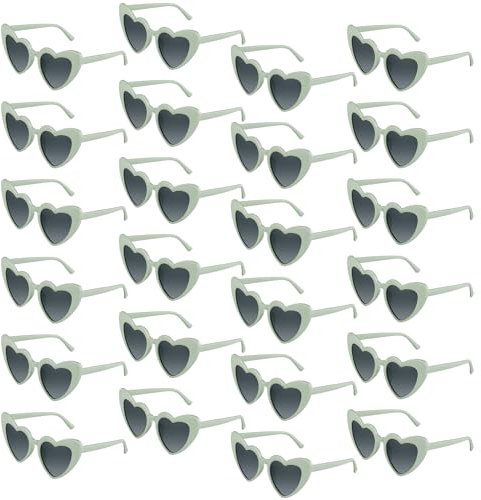 BOUBONI 6/12/24 Pack Heart Sunglasses Vintage Heart Shaped Glasses Bulk Bachelorette Sunglasses for Women Wedding Party (24, Green)