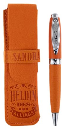 History & Heraldry Bamboo Persönlicher und individueller Kuli Kugelschreiber Stift mit Namen und Spruch Personalisiertes Etui Monogramm-Design persönliches Geschenk (Kuli Sandra)