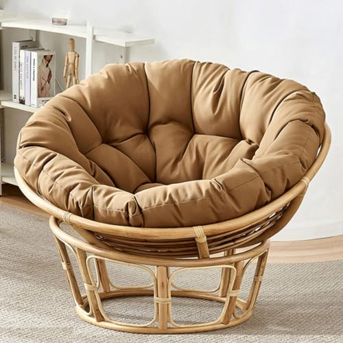 KIUGOP Papasansessel Kissen,Rund Papasan Sessel,Polster Für Papasansessel,Auflage,Polyrattan Sessel Hängesessel Kissen Papasan Stuhlkissen,Hellbraun,120x120cm
