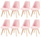 H.J WeDoo Lot de 8 Chaises de Salle à Manger Nordique en Peluche d'agneau,Chaise de Cuisine avec Pieds en HêTre Massif et Coussin en Laine d'agneau,Chaises Décontractées dans Les Bureaux,Rose