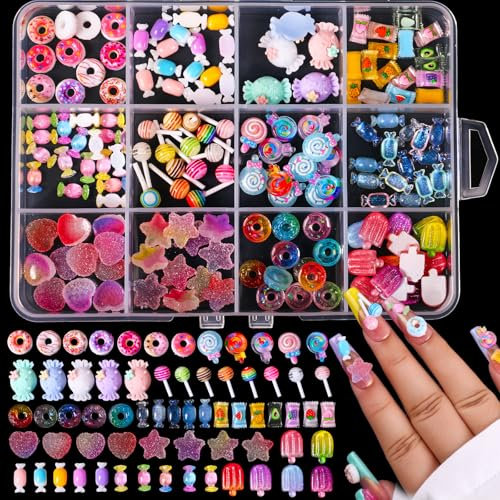 3D Mix Assorted Color Acrylic Multi Cute Nail Art Charms Hollow Candy Jewelry Supplies for Nail Art Design DIY Crafts Accessories (Macaron Candy)