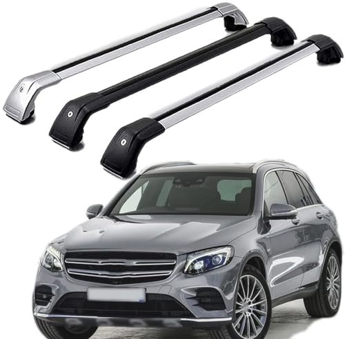 DachträGer RelingträGer für GLC SUV X253 250 300 2015-2023, Dachgepäckträger Aluminium AbschließBar mit Geschlossene Dachreling A Paar,Silver-1 Pair